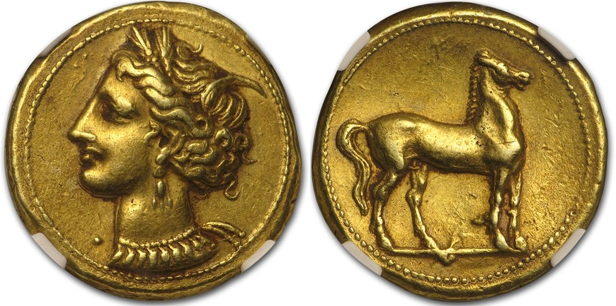 Zeugitana Carthage Stater Tanit 320-270BC AU front back